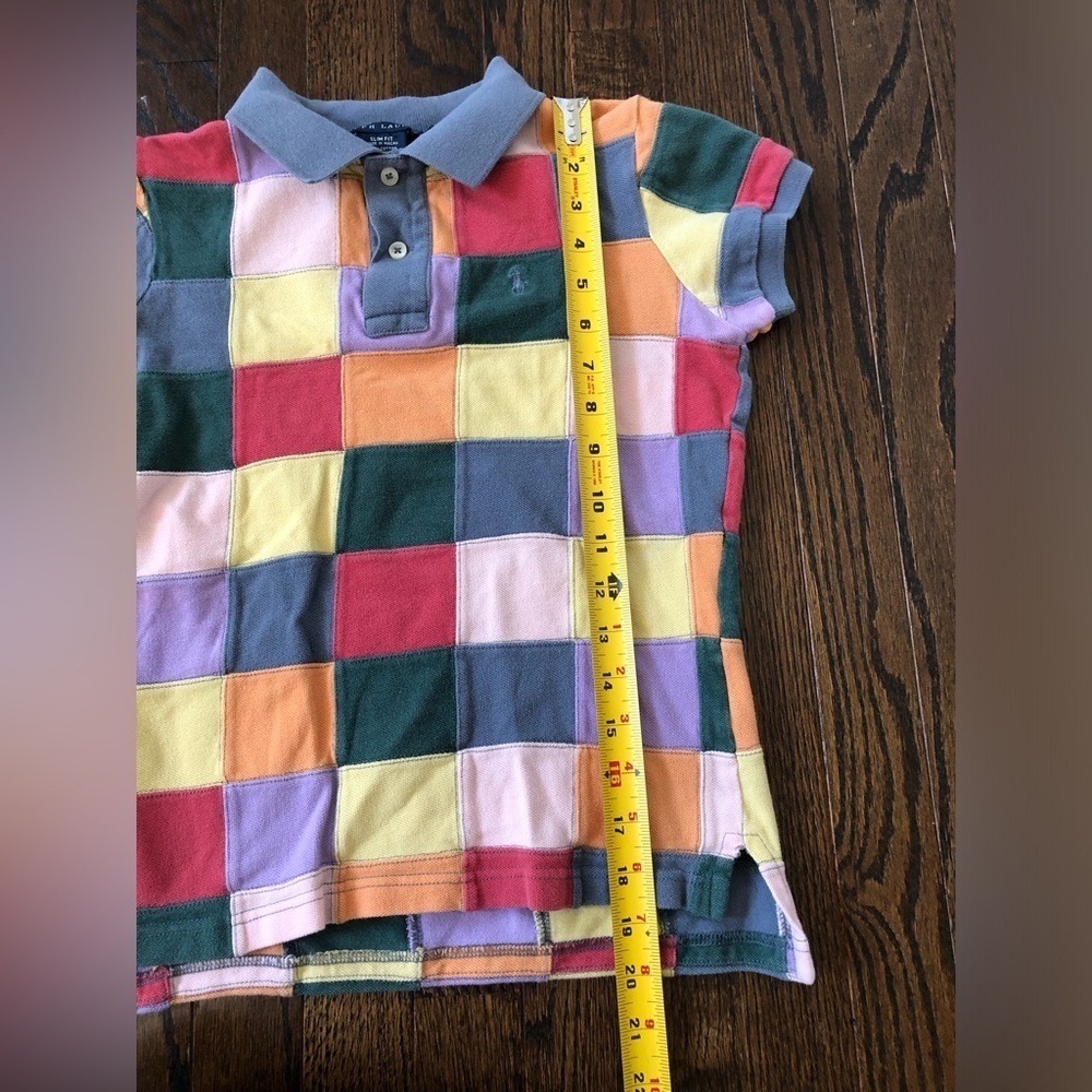 Ralph Lauren Women’ XS Vintage Multi-Color Patchwork Slim Fit Polo Shirt - GUC! - Picture 11 of 12